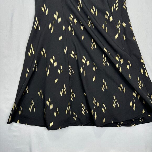 Everly Spaghetti Dress Black and Gold Size Large Racerback Knee Length Flare - Picture 6 of 16